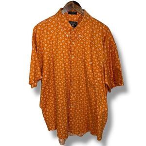 90s Chaps Ralph Lauren Orange Abstract S/S Button Down Shirt XL